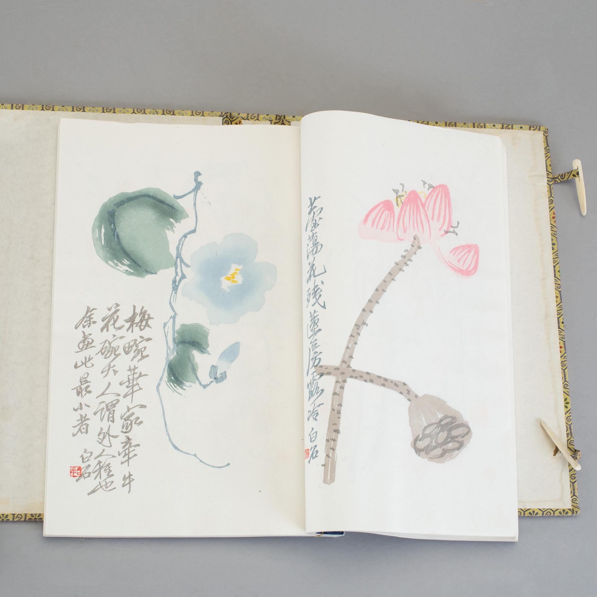 BOK, med träsnitt, Kina. Utgivna av Rong Bao Zhai Beijing 1950-tal.