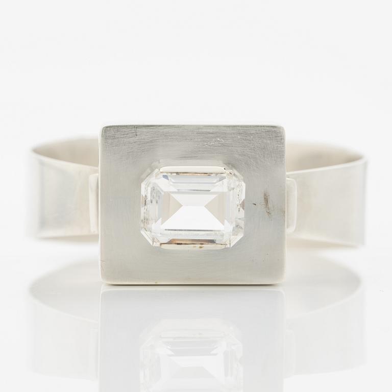 Silver bracelet with faceted rock crystal, Gussi, Malmö 1965.