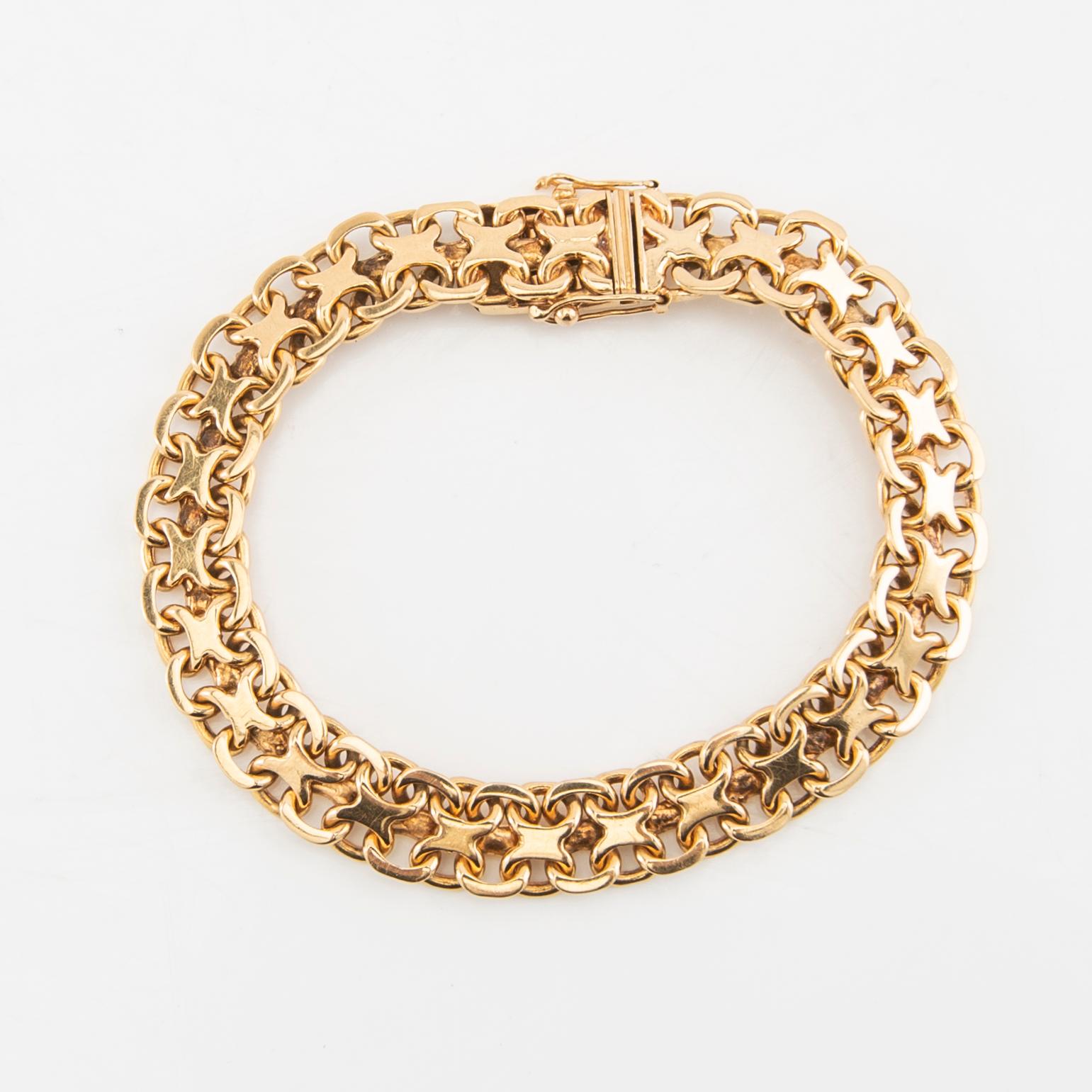 Bracelet X-link 18K gold, Erik Wahlbeck Stockholm 1948.