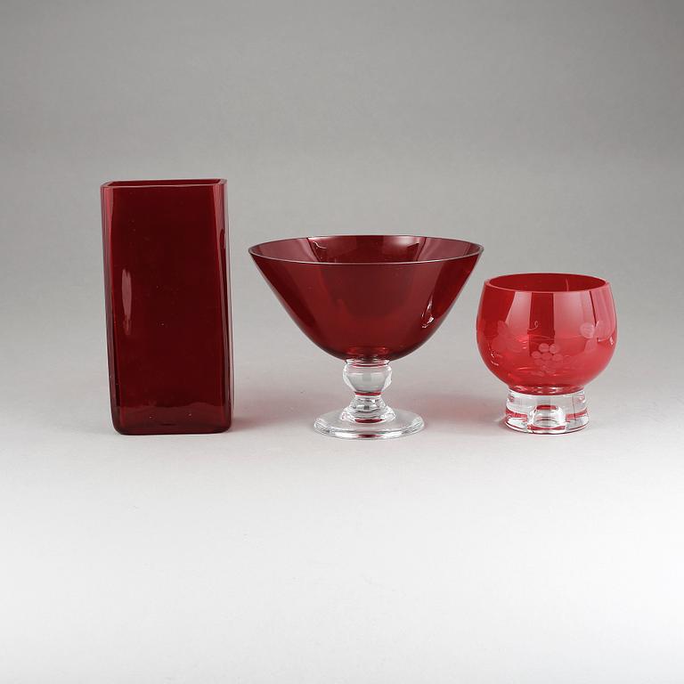 VASER, 3 stycken, glas, Reijmyre, 1900-talets andra hälft.