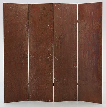 A Mats Theselius 'Rörligt Objekt' copper room divider by Källemo, Sweden post 1989.