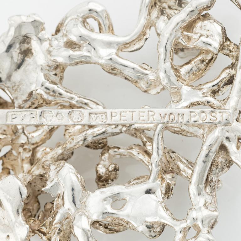 Peter von Post pendant and scarf holder, silver.