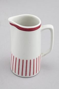 HERTHA BENGTSON, kaffeservis, nio delar, porslin, "Kadett Röd", Rörstrand, formgiven 1954.