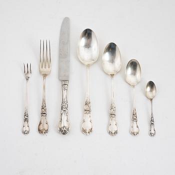 A 51-piece sterling silver cutlery service, Pesa, Mexico.