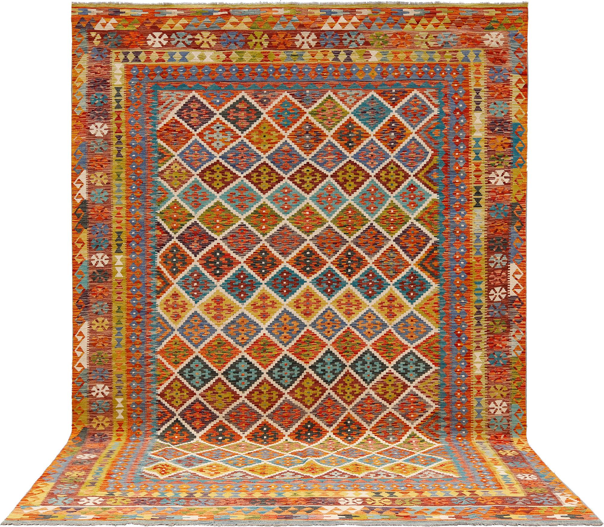 A kilim carpet, approximately 353 x 246 cm.