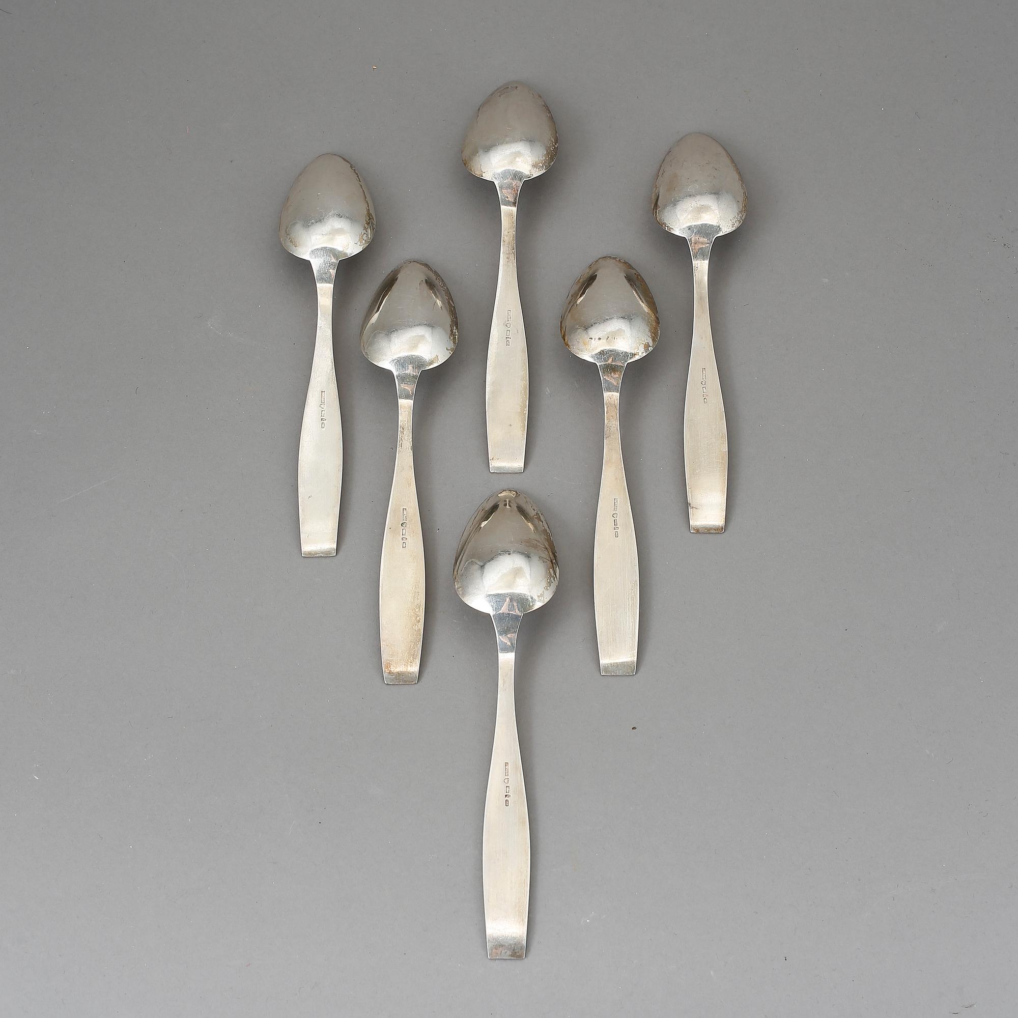 SKEDAR, 6 st, silver, Åbo/Turku, Finland, 1922. Vikt ca 320 g.