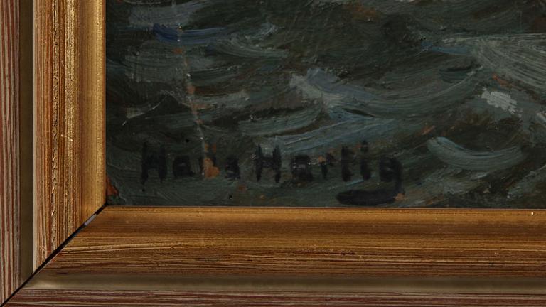 HANS HARTIG, olja på pannå, sign.