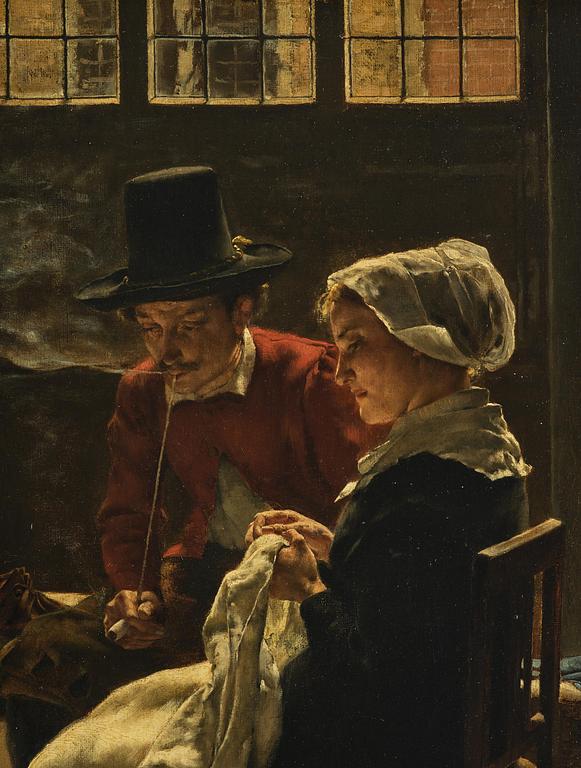 Claus Meyer, Handarbetande kvinna och man med kritpipa.