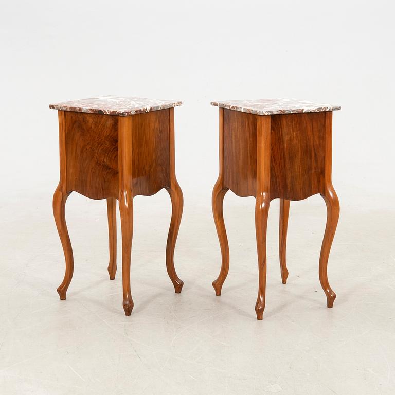 Bedside tables, a pair, first half of the 20th century.