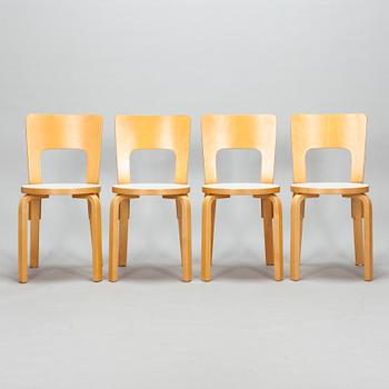 Alvar Aalto, tuoleja 4 kpl, malli 66, Artek 1900-luvun loppua.