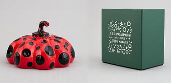 Yayoi Kusama, after. Multiple, 'Red Pumpkin', resin, Benesse Holdings Inc,  Naoshima, Japan.