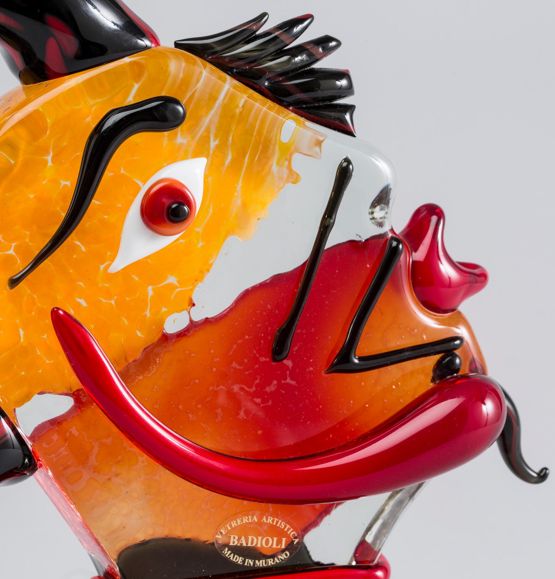 Abstract head sculpture Mario Badioli Murano glass.