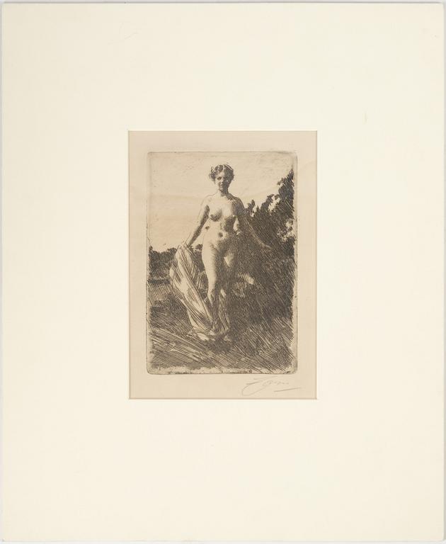 Anders Zorn, etching, 1907, signed in pencil.