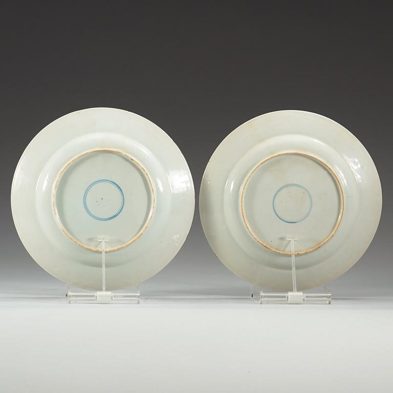 Two rare rouge-de-fer 'European Subject' dishes, Qing dynasty, 1720's.