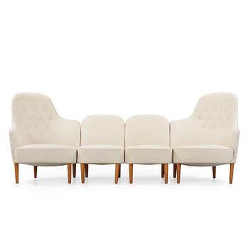 Carl Malmsten, A Carl Malmsten four pieces 'Samspel' sofa set by AB Record, Bollnäs, Sweden 1950's.