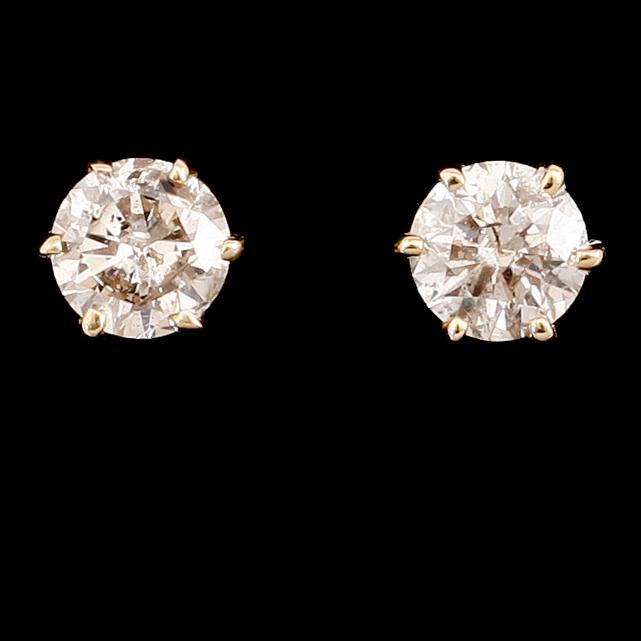 ÖRHÄNGEN, 1 par, 14 k guld, briljantslipade diamanter tot 0.92 ct.