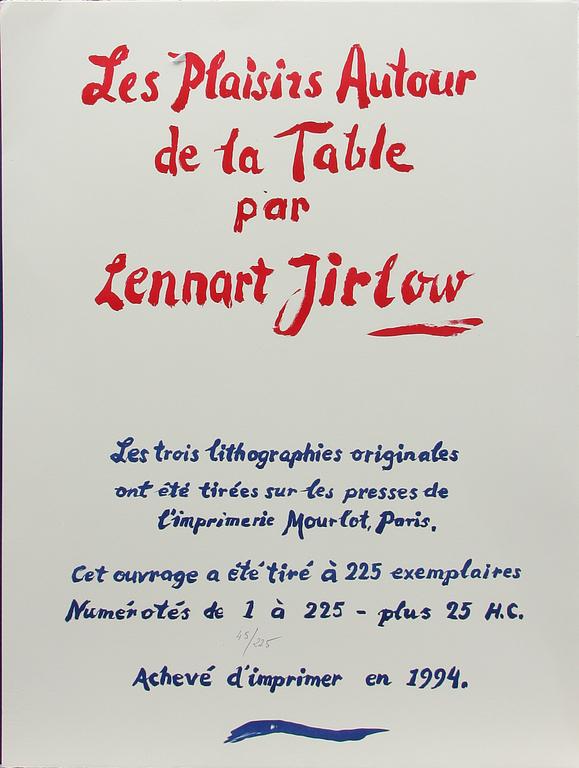 LENNART JIRLOW, färglitografier, 3 st, sign o numrerade 45/225.