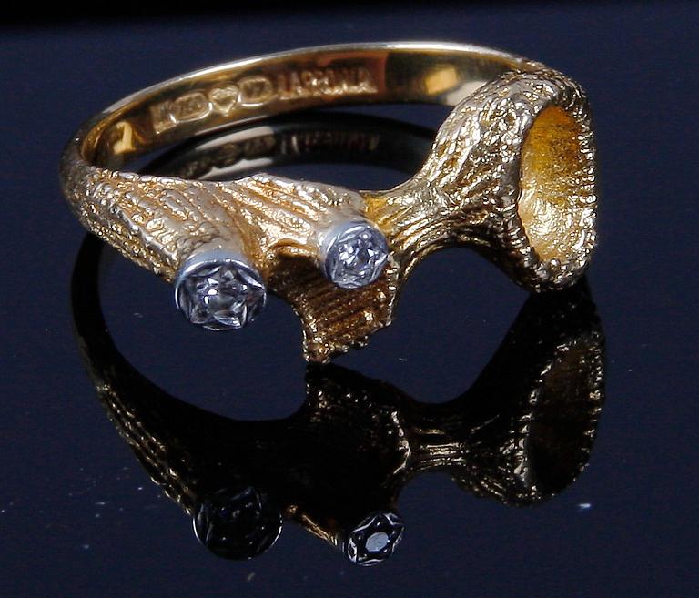 RING, 18 K guld med briljanter, Björn Weckström, Lapponia, Finland, 1974.