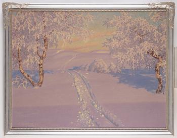 Gustaf Fjaestad, Ski Tracks in the Afternoon Sun.