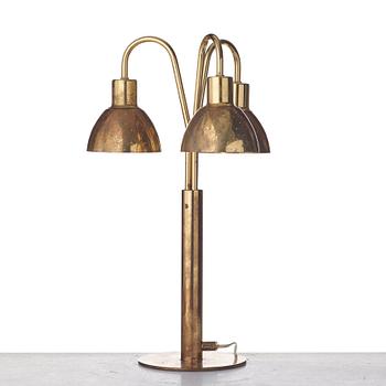 Hans-Agne Jakobsson, a brass three light table lamp, Markaryd Sweden, modell B211.