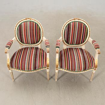 Armchairs, a pair in the Gustavian style, first half of the 20th century.