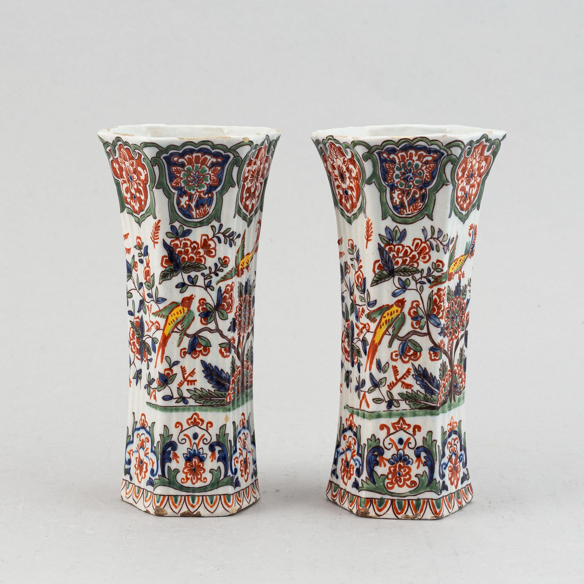 A five piece french faience garniture.