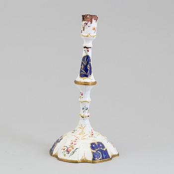 A late 18th Century Bilston Battersea enamel candlestick.