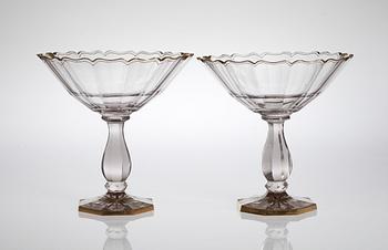 270. A pair of gilt glass tazzas, 19th Century, possibly Russian.