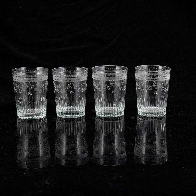 SELTERGLAS, 15 stycken, snarlika. Empire, 1800-tal.
