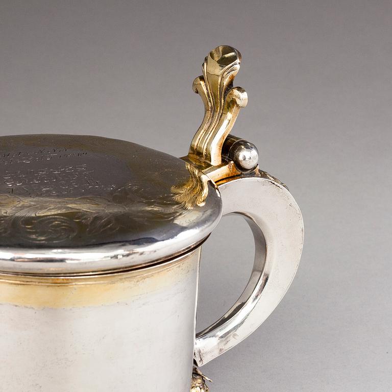 CHRISTOPHER RICHTER, A baroque parcel-gilt silver tankard, Stockholm 1691.