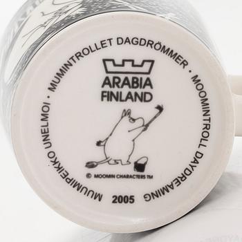 A Moomin mug, 'Moomintroll daydreaming', vitro porcelain, Moomin Characters, Arabia 2005.