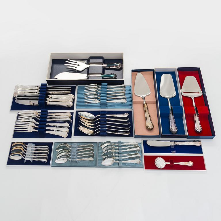 A 48-piece silver cutlery set, "Chippendale", finnish hallmarks.