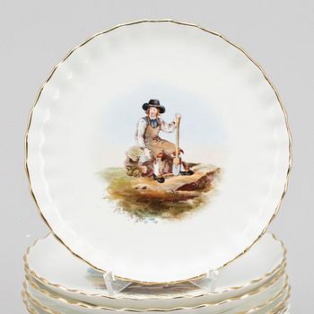 ASSIETTER, 12 st, Flintgods. Rörstrand. "Ett år i Sverige", 1800-tal.