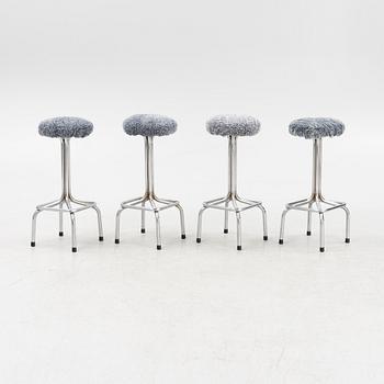A set of four bar stools, mid 20th Century.