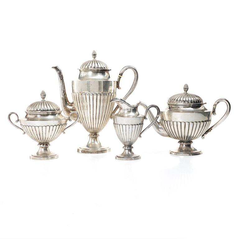 C.G. Hallberg, Tea and coffee service, 4 pieces, silver, Gustavian style, Stockholm 1897–1909.