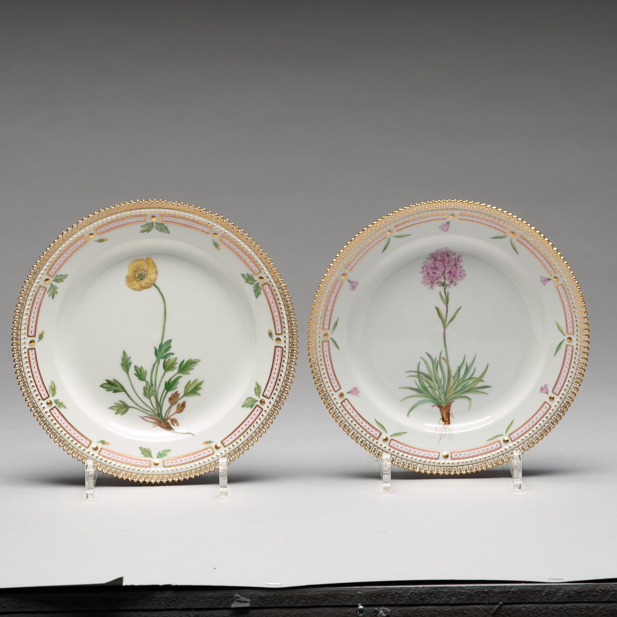 A Royal Copenhagen 'Flora Danica' dinner set for two, Denmark, 20th Century (12 pieces).