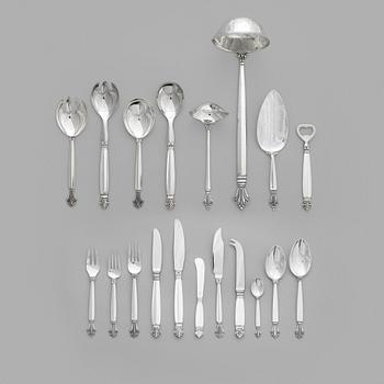 232. A Danish 20th century 130 piece sterling silver table-service, Johan Rohde for Georg Jensen, Copenhagen 1945-1977.