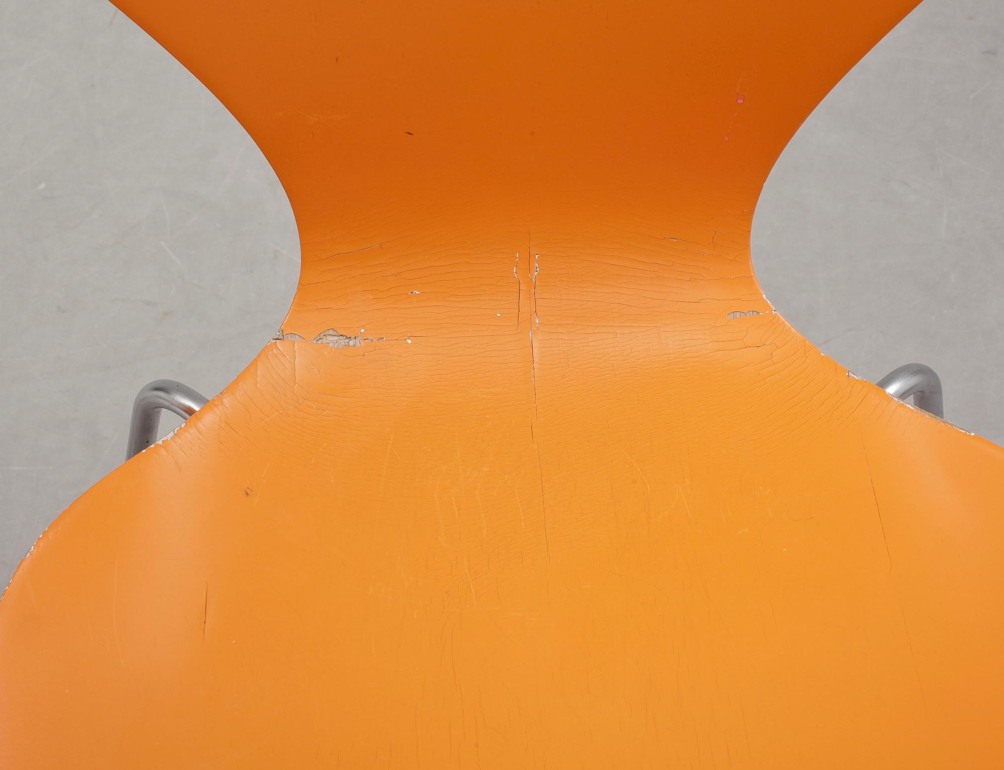 STOLAR, 6 st, "Sjuan", Arne Jacobsen för Fritz Hansen, formgiven 1955.
