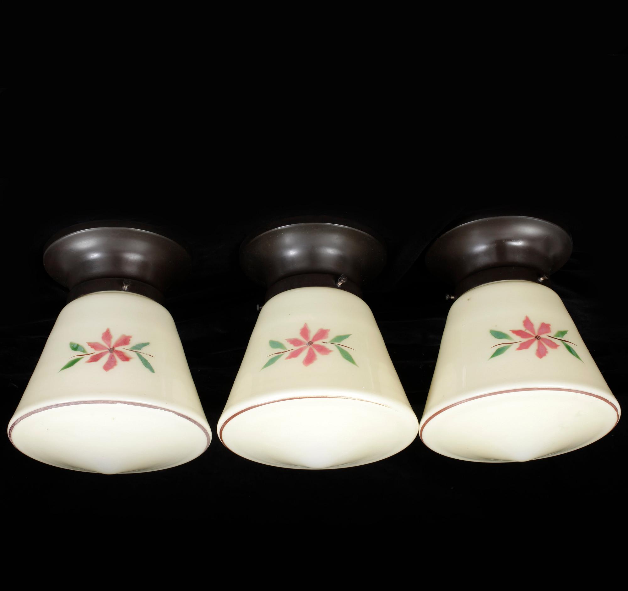 TAKLAMPOR, 6 stycken, glas, Pukeberg, 1930-tal. Höjd 24 cm.