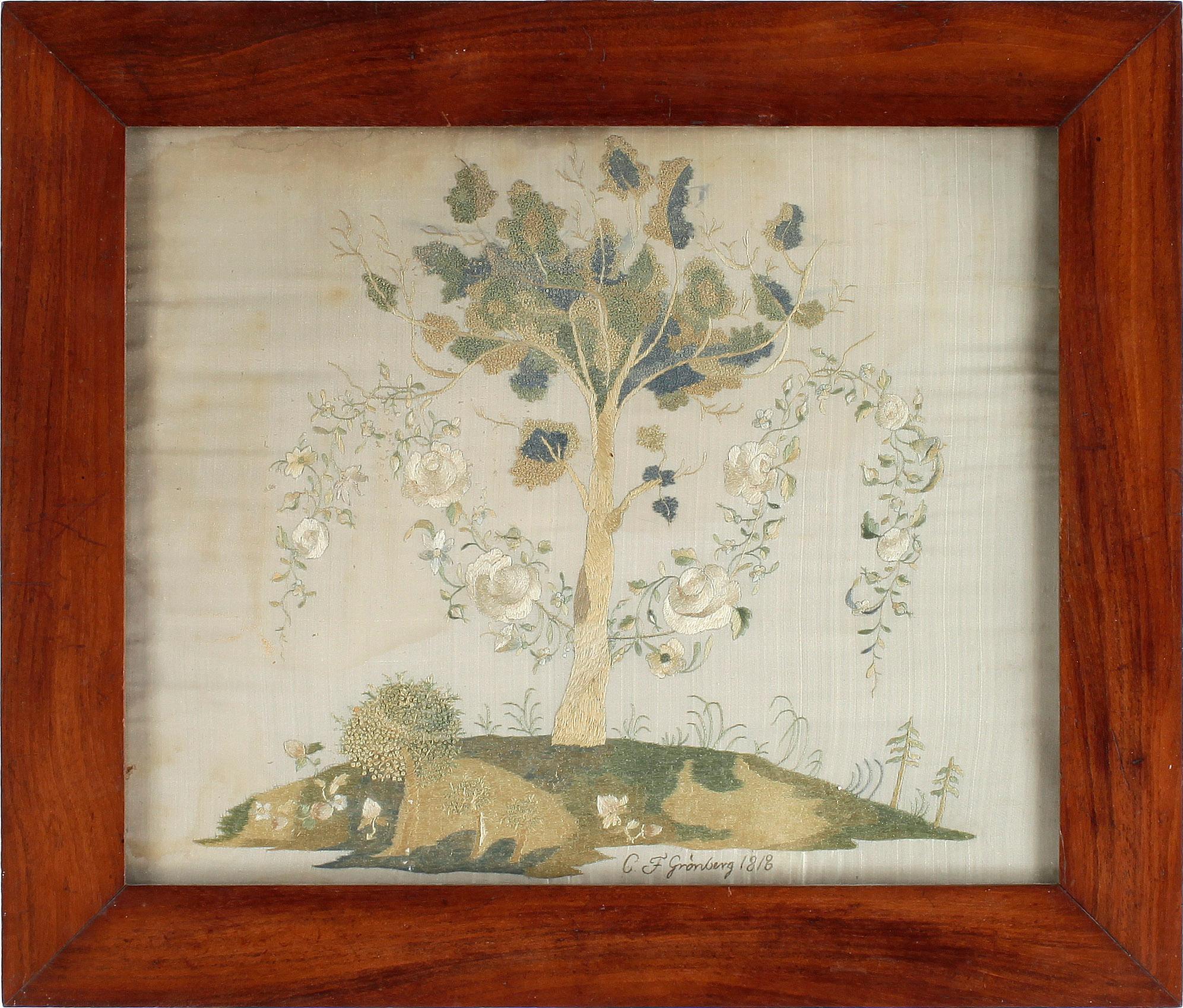 SIDENBRODERI, signerad CF Grönberg, daterad 1818.
