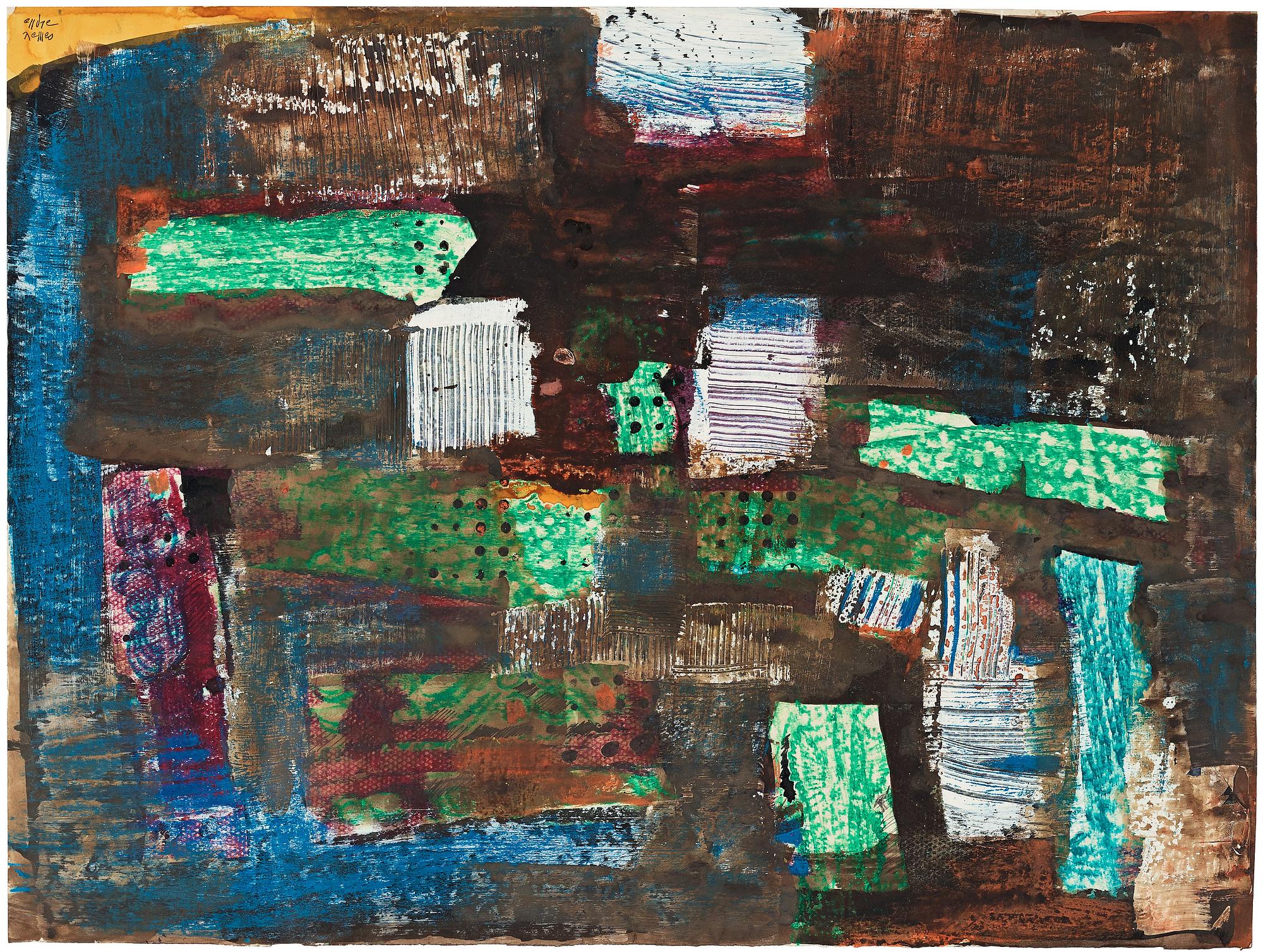 ENDRE NEMES, crayon and acrylic on paper, signed Endre Nemes and dated 1963.