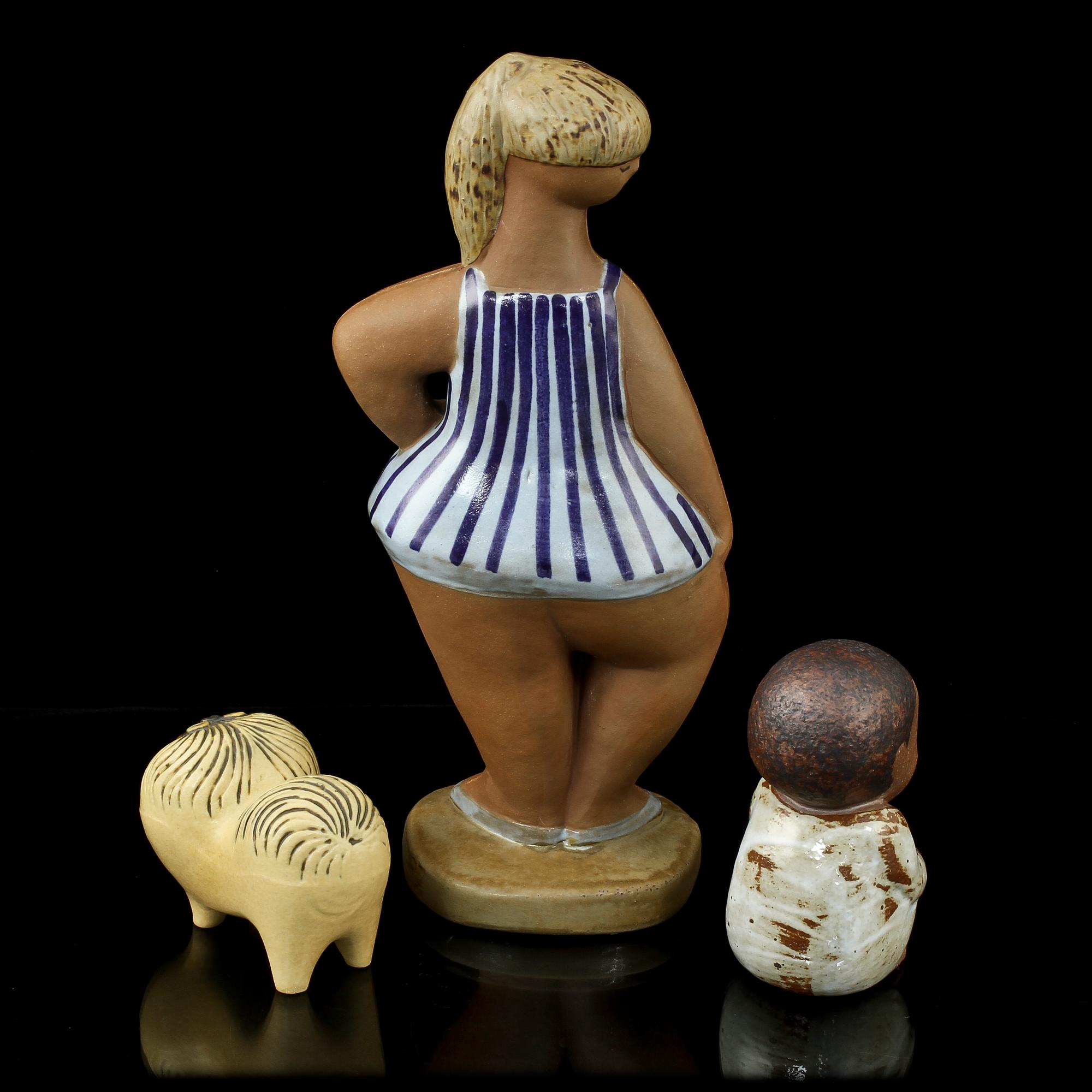 PARTI FIGURINER, 3 st, stengods, Lisa Larson, Gustavsberg.
