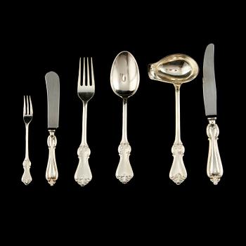 BESTICKSERVIS, 47 delar, nysilver, modell Olga, GAB, 1900-talets andra hälft.