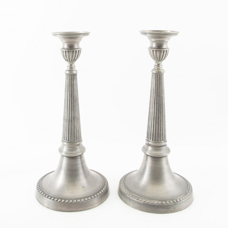 Berndt Oscar Santesson, candlesticks 4 pcs late 19th century tin.