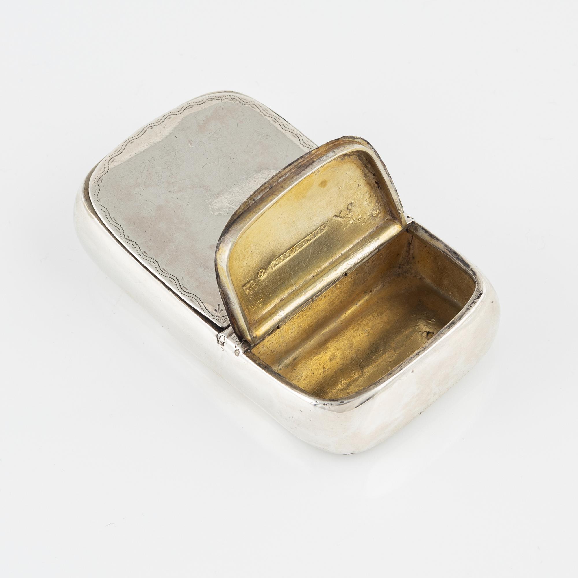 A Swedish Silver Double Box, Silver, mark of Gustaf Lindegren, Helsingborg 1828.