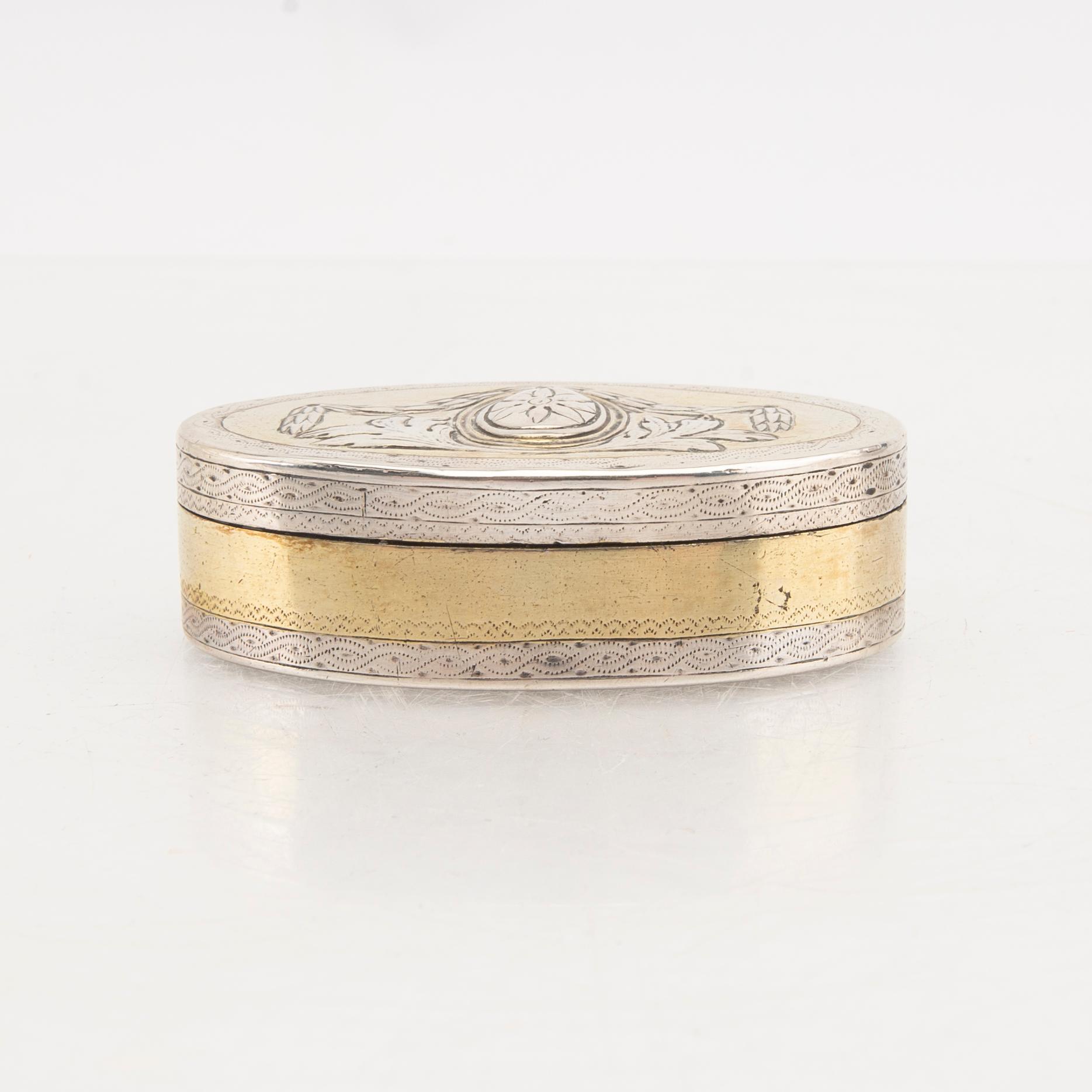 A Swedish 18th century silver box mark of Nils Hellberg Stockholm 1790 weight 64 grams.