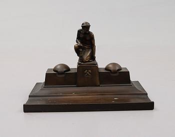 SKRIVSTÄLL, brons, signerad R, 1930-tal.