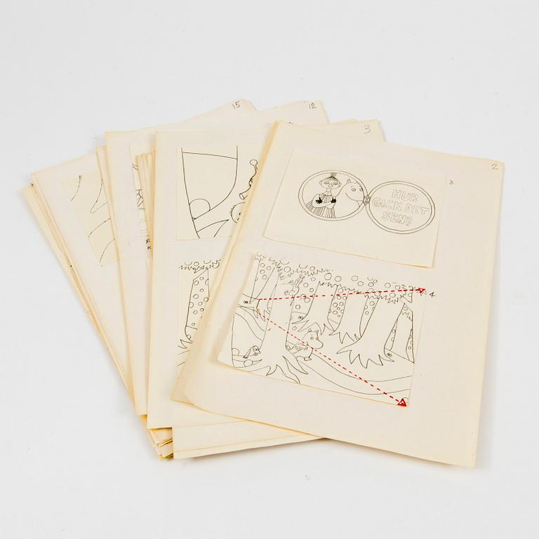 JAROMIR WESLEY, 49 pencil drawings "Mumintrollet: Hur gick det sen?", 1993. Not signed.