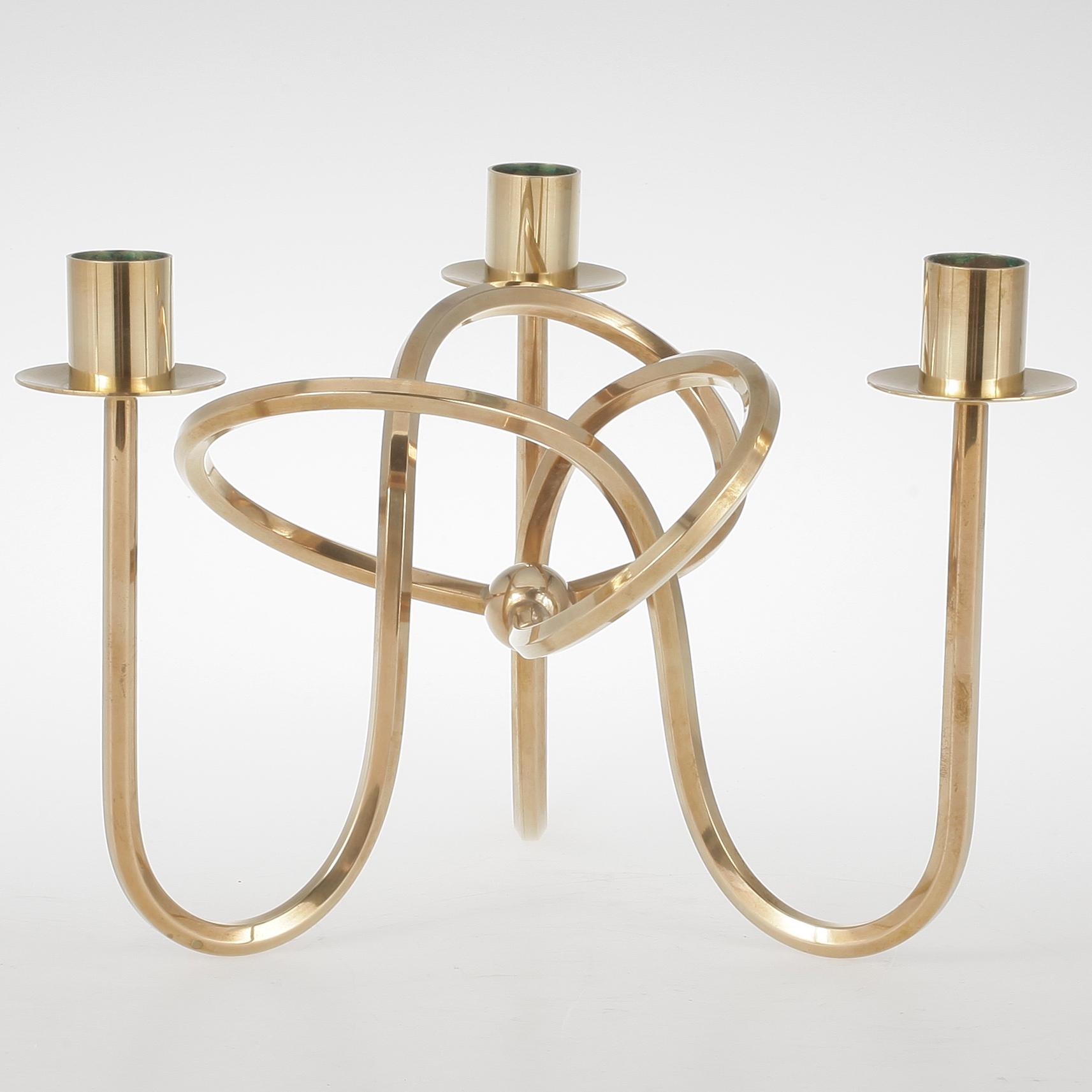 KANDELABER, mässing, "Vänskapsknuten", Josef Frank för Svenskt Tenn,