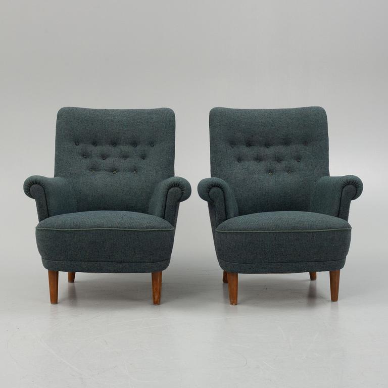 Carl Malmsten, a pair of armchairs, "Hemmakväll", second half of the 20th century.
